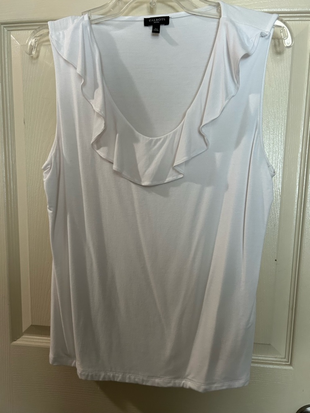 Talbots White Ruffle Scoop Neck Sleeveless blouse